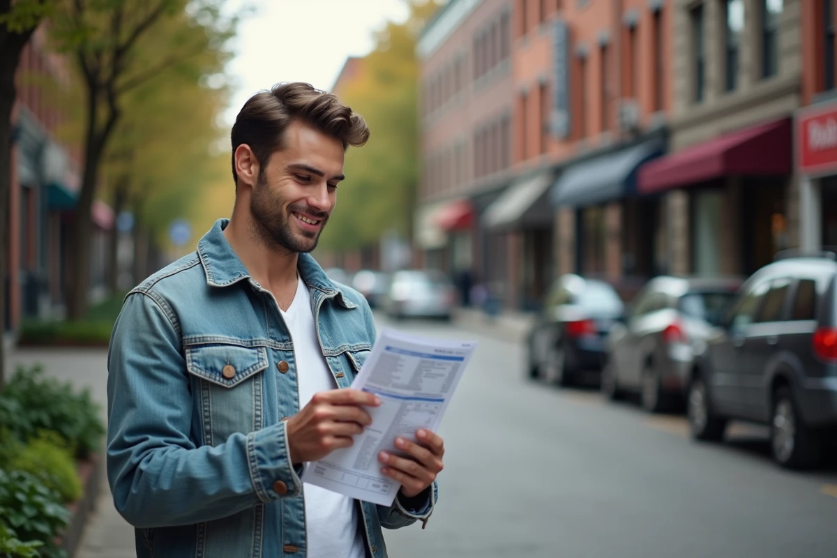 Jeune homme vérifiant des devis à l