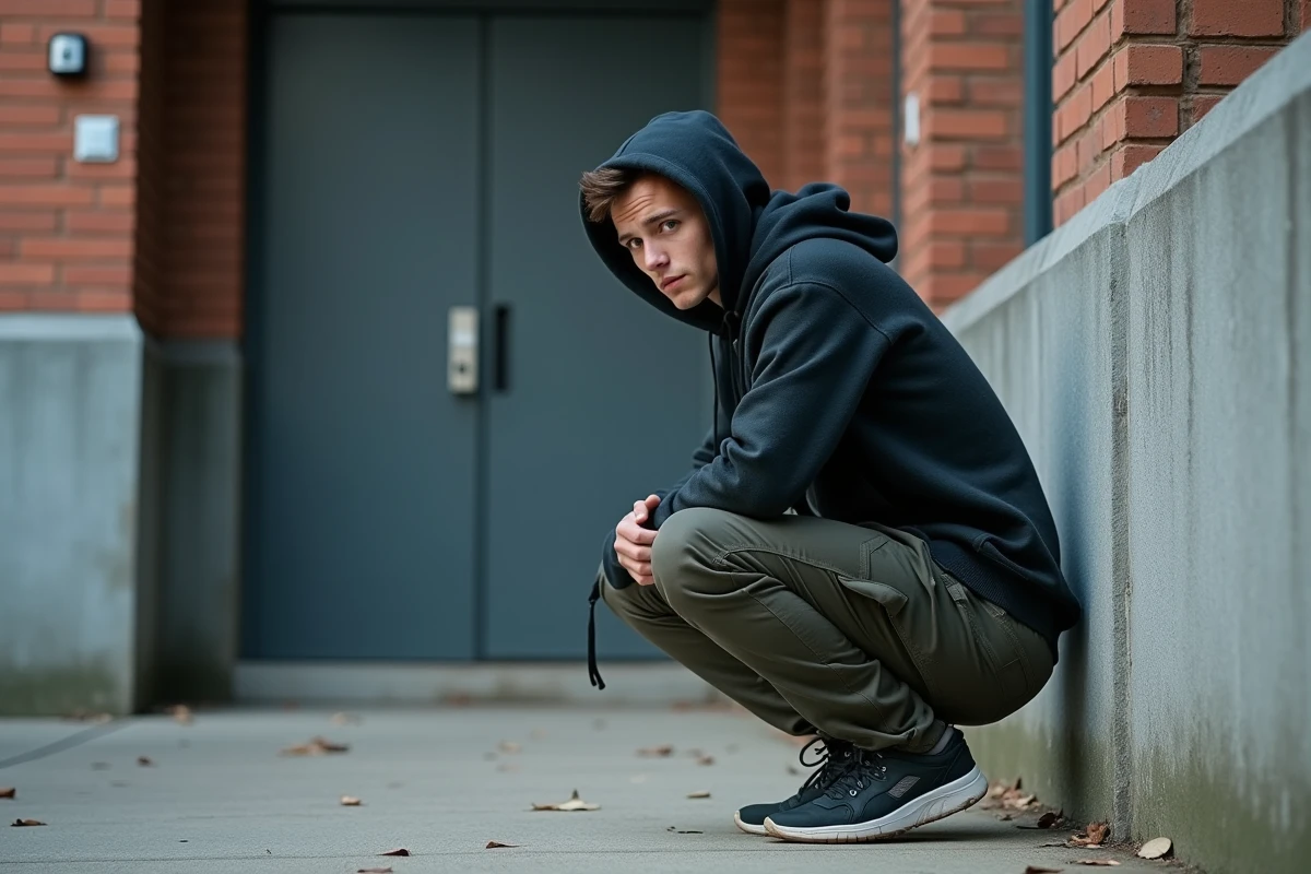 Jeune homme en hoodie près d