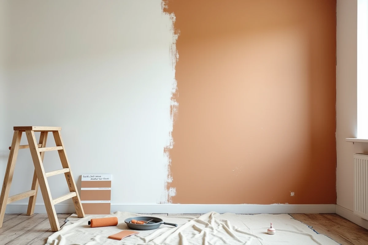 Rénovation de chambre avec comparaison de couleurs entre blanc froid et beige terracotta apaisant pour améliorer la qualité du sommeil